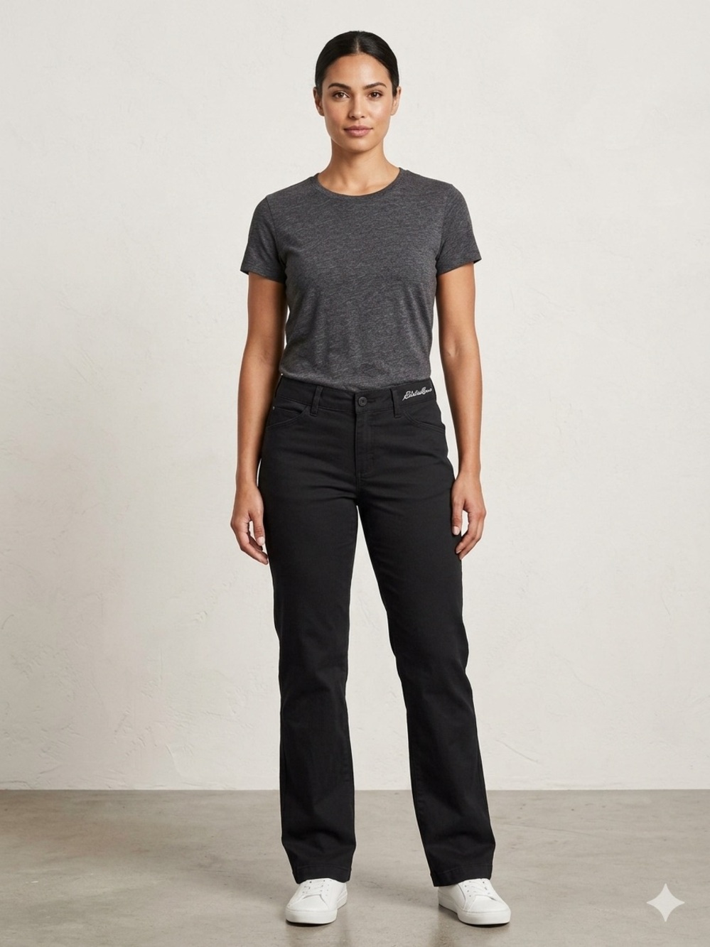 Eddie Bauer Women's Curvy Black Trouser Straight Leg Pants
